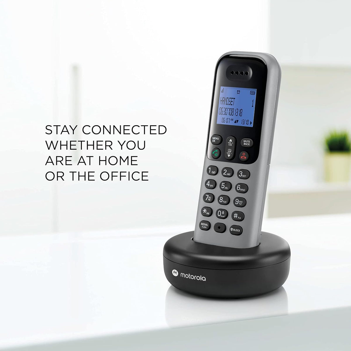 Motorola Voice T604 Cordless Phone System w/4 Digital Handsets, Speakerphone, and Call Block - Dark Grey