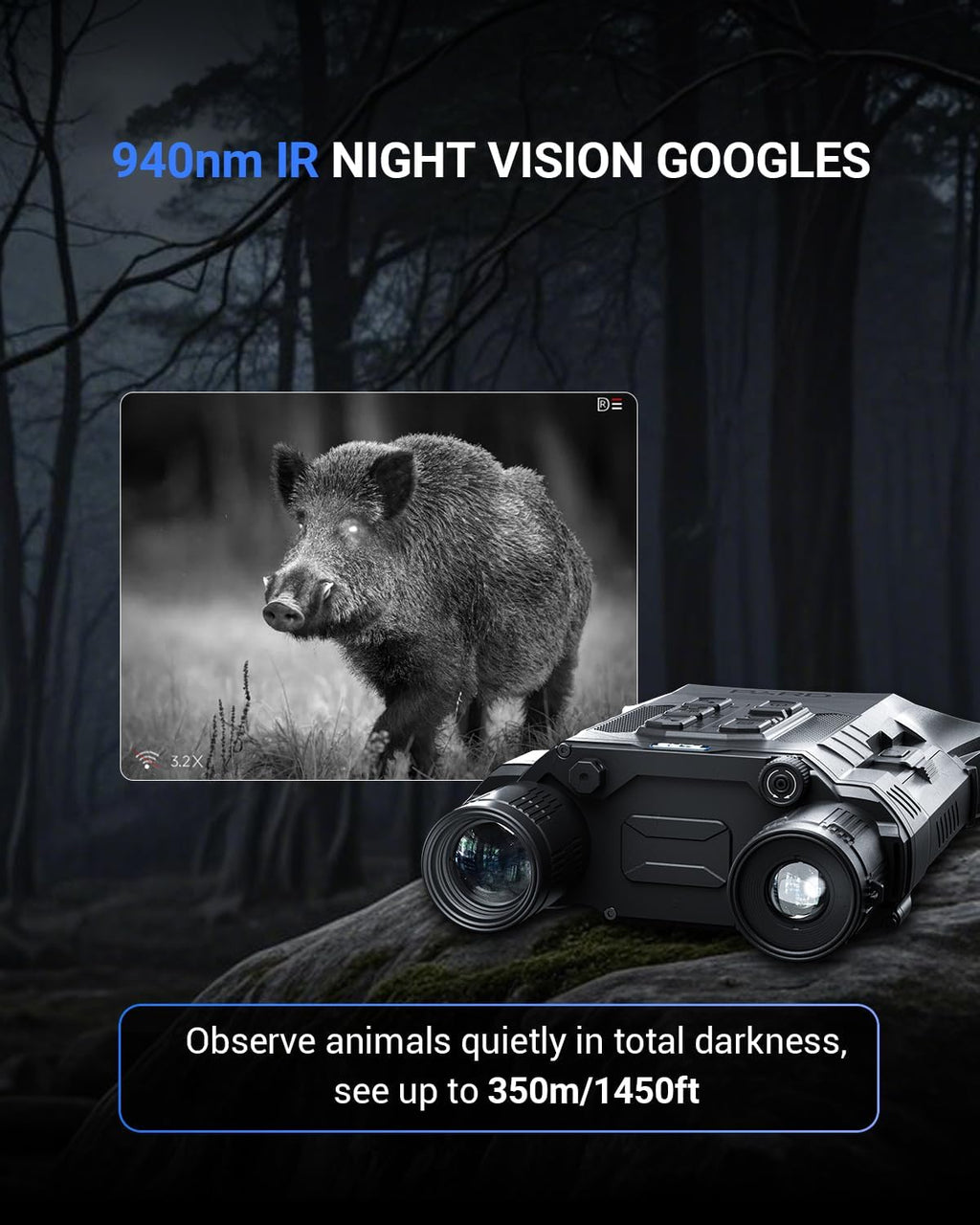 Merlin Night Vision Binoculars,9.2X Zoom Digital Night Vision Goggles