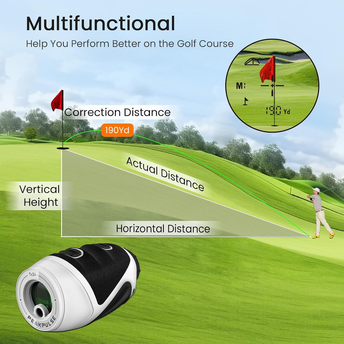 Golf Range Finder 7X Mini Pocket Compact