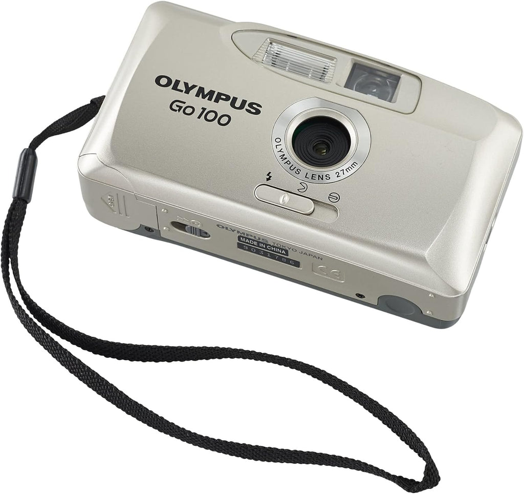 Olympus Go 100 Flash Motorized 35mm Film Camera â Compact Point & Shoot | Built-In Flash | Silver (Renewed)