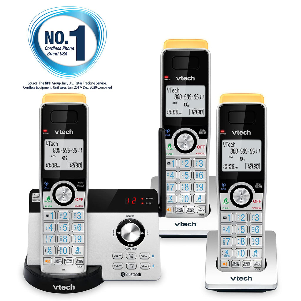 VTech IS8128-51 Super Long Range 5-Handset DECT 6.0 Cordless Phone for Home with Answering Machine, 2300 ft Range, Call Blocking, Bluetooth Connect to Cell, Intercom