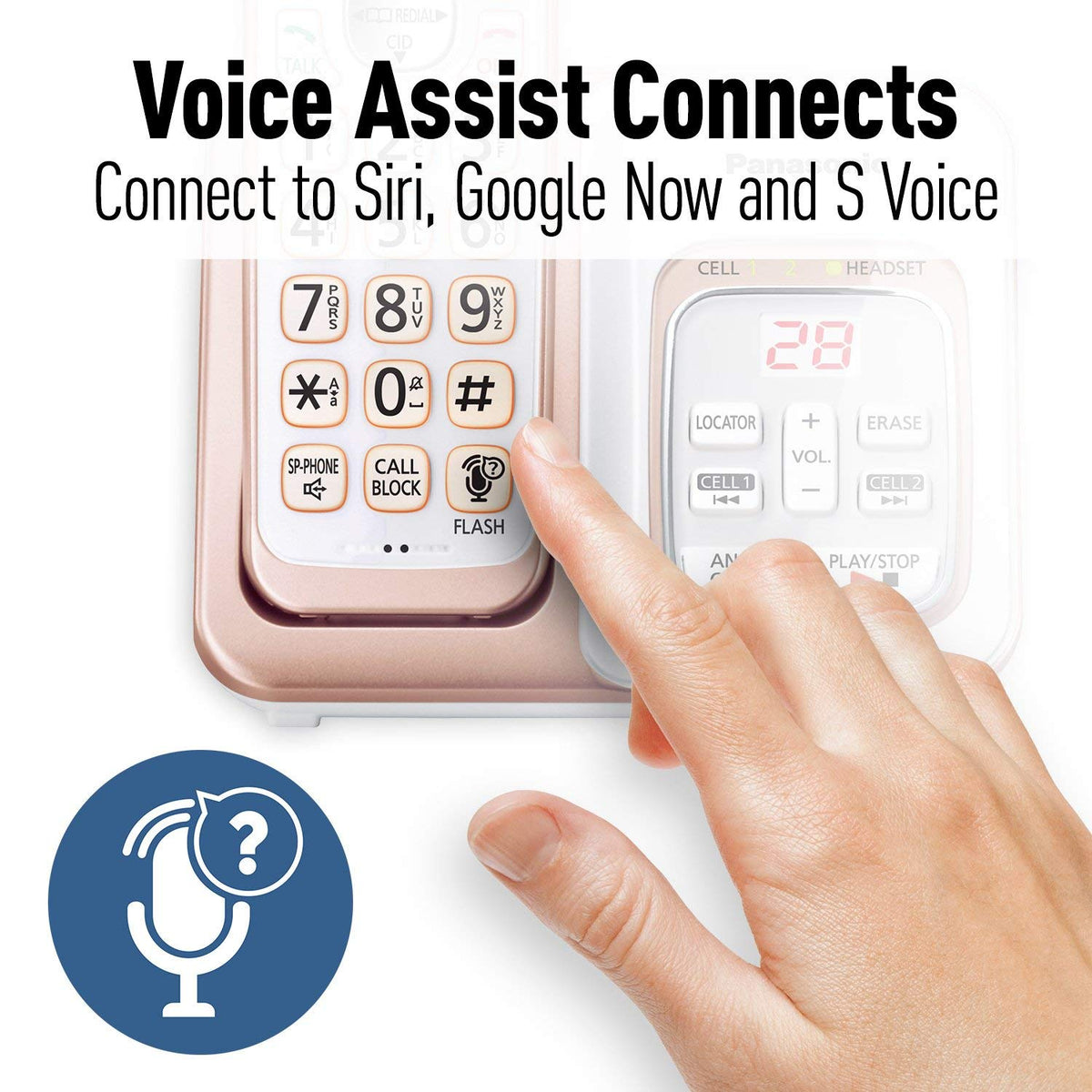 Panasonic 3 Handset Expandable Cordless Phone System with Link2Cell Bluetooth, Voice Assistant, Answering Machine and Call Blocking - KX-TGD563M (Metallic Black)