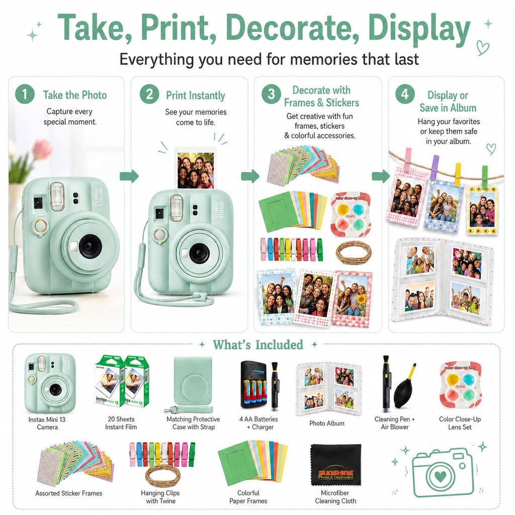 FUJIFILM instax Mini 13 Instant Film Camera Bundle (Candy Pink)