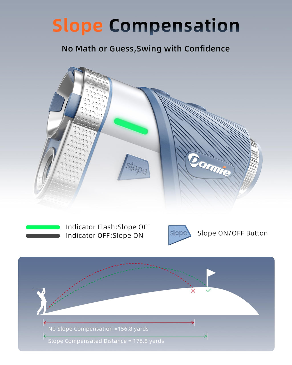 Dormie Golf Rangefinder with Slope,800 Yards Laser Range Finder Golfing,Aluminum Alloy Body,Flag Pole Locking Vibration,Slope Compensation,6X Magnification Rangefinder with Magnet
