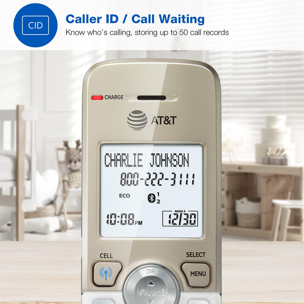 AT&T DL72319 DECT 6.0 3-Handset Cordless Phone for Home with Connect to Cell, Call Blocking, 1.8" Backlit Screen, Big Buttons, intercom, and Unsurpassed Range