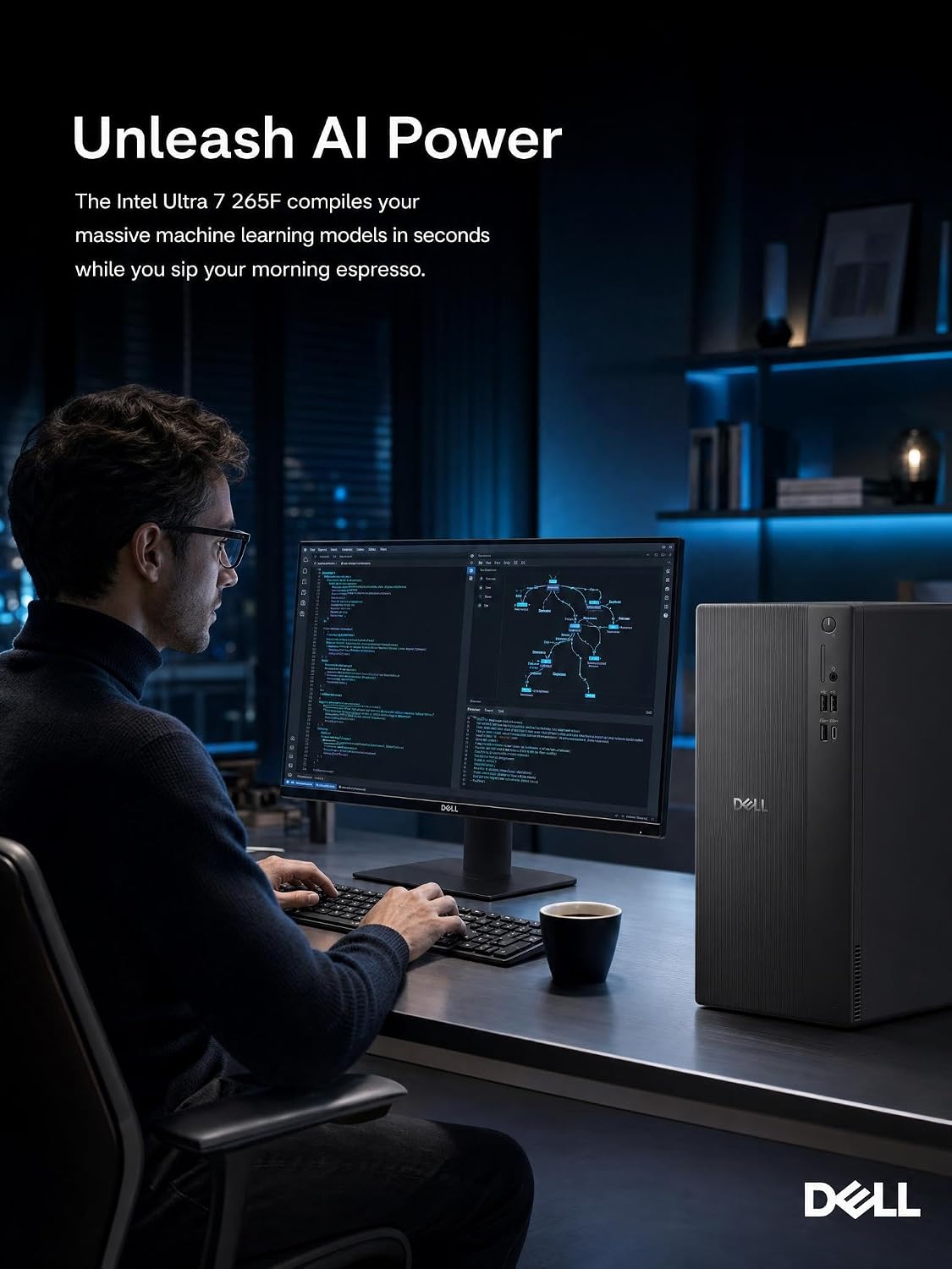 Dell Tower Desktop Computer Intel Ultra 7 265F RTX 5060 32GB 1TB Win 11 Pro