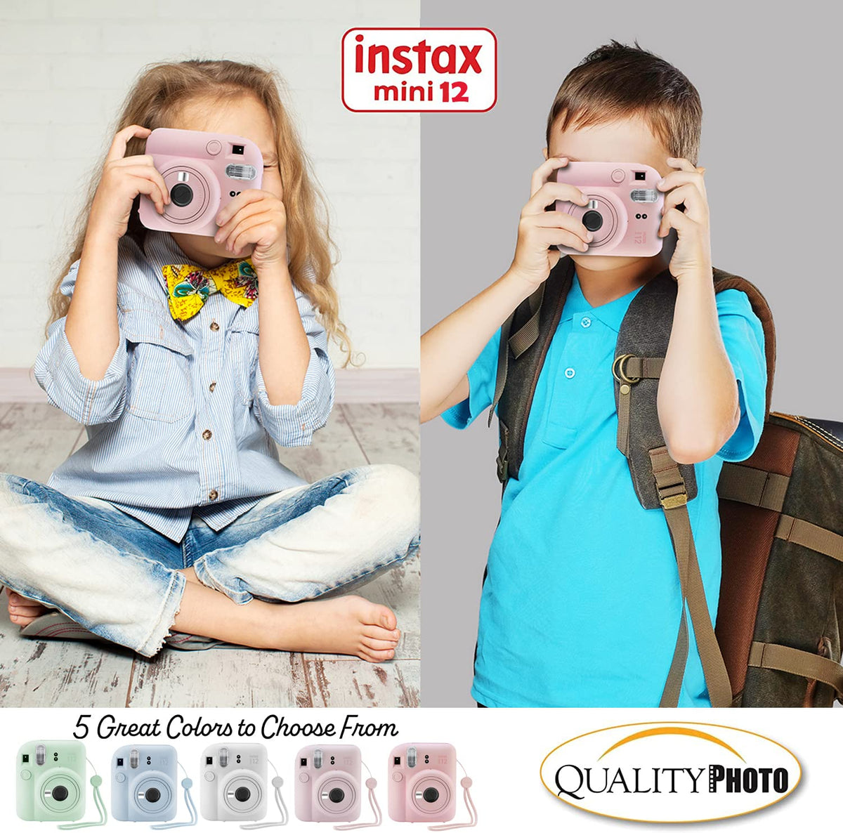 Fujifilm Instax Mini 12 Instant Camera + 60 Photo Prints + Accessories, Lilac Purple