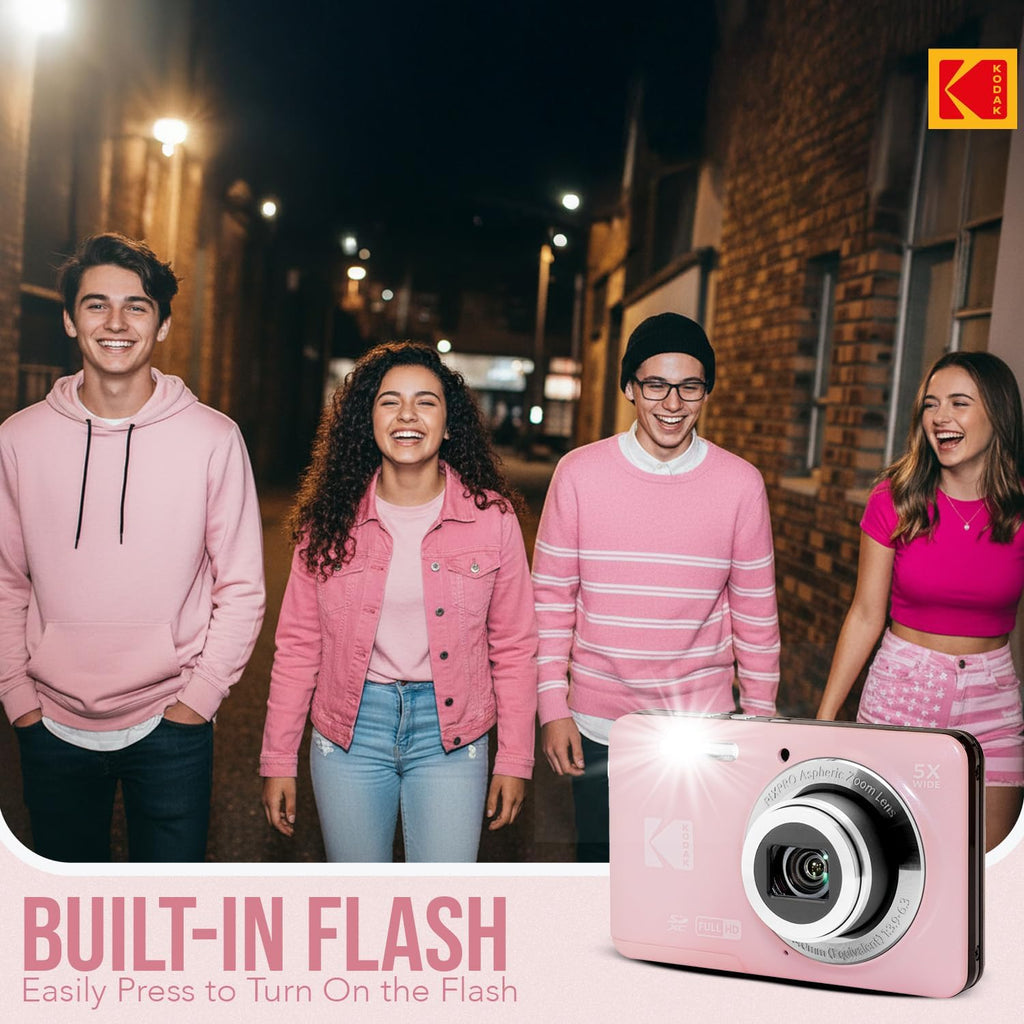 Kodak PixPro Friendly Zoom FZ55 16MP 1080p Full HD Camera (Pastel Pink)