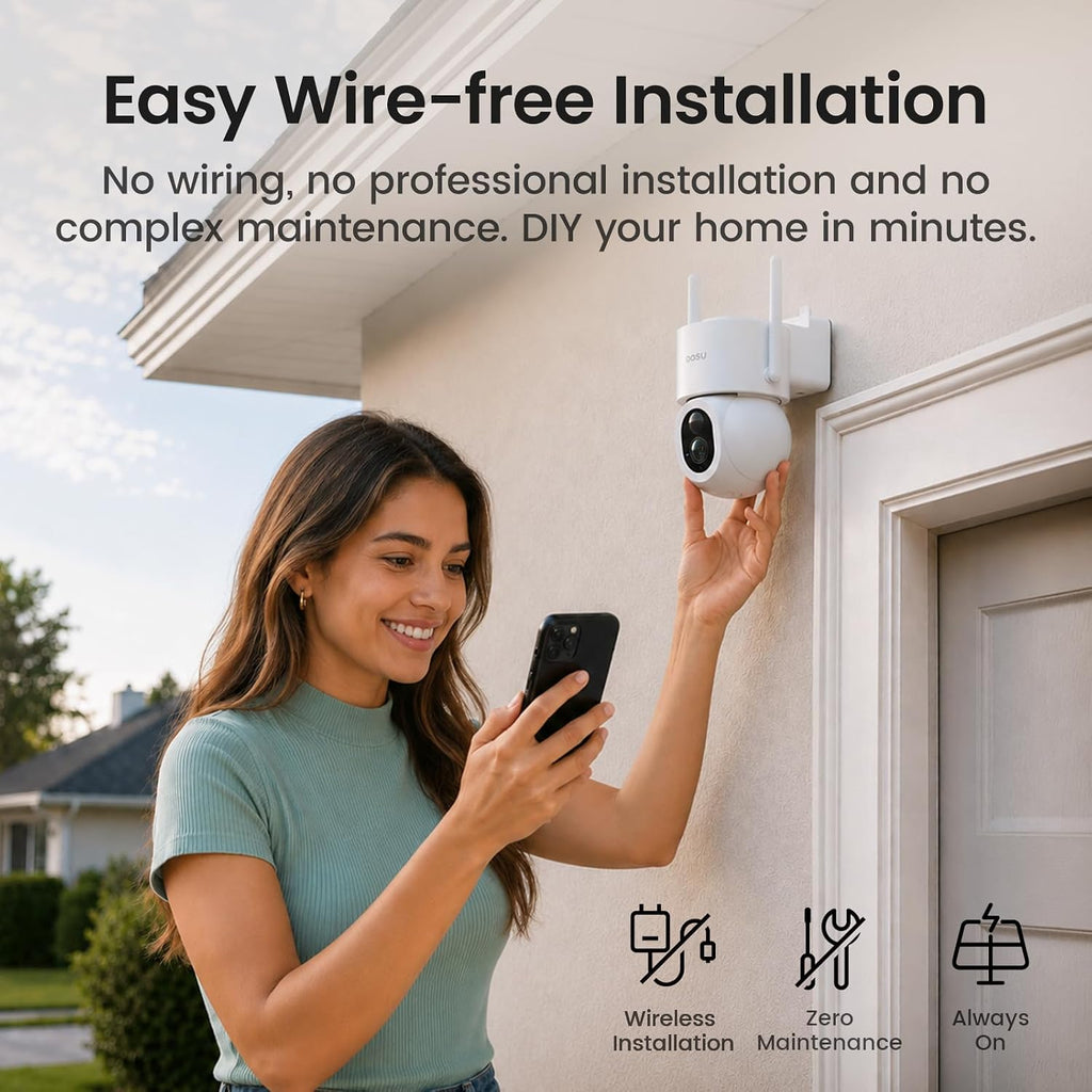 aosu D1 Max, 4-Cam Kit, 4K Solar Security Cameras System Wireless Outdoor