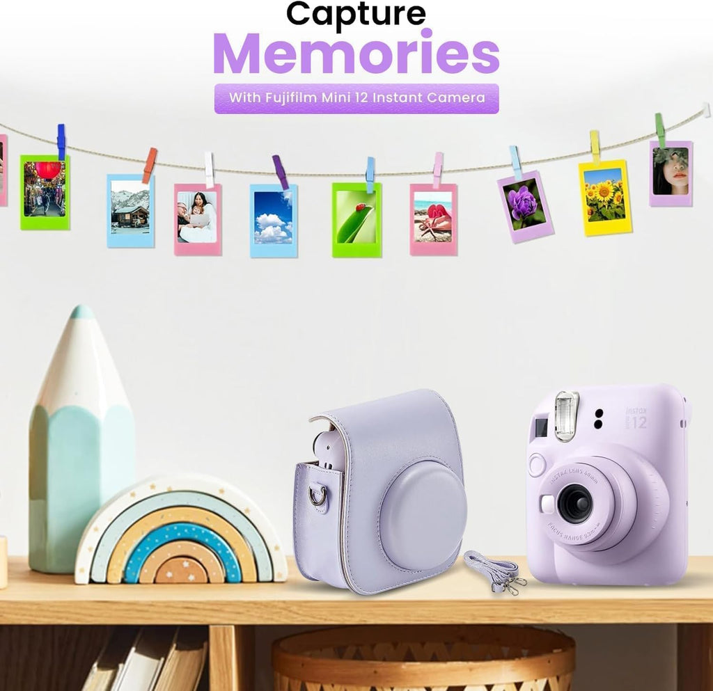 Fujifilm INSTAX MINI 12 Blue Bundle 2025 (2 Single Packs (20 Sheets), Lilac Purple)