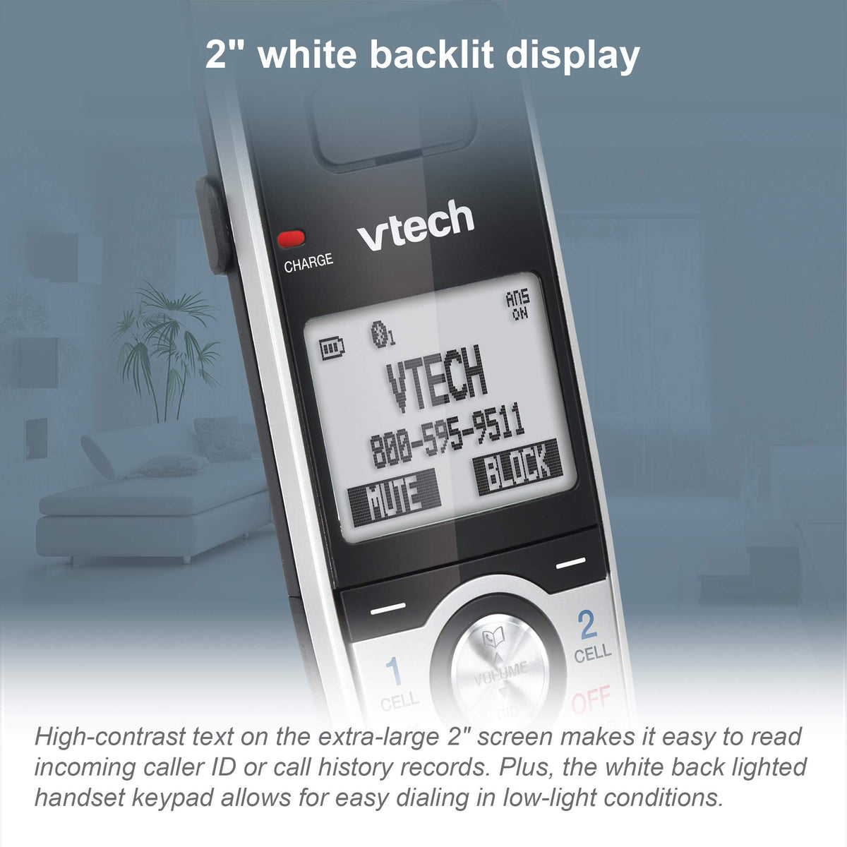 VTech IS8151-2 Super Long Range 2 Handset DECT 6.0 Cordless Phone for Home with Answering Machine, 2300 ft Range, Call Blocking, Bluetooth, Headset Jack, Power Backup, Intercom, Expandable to 12 HS