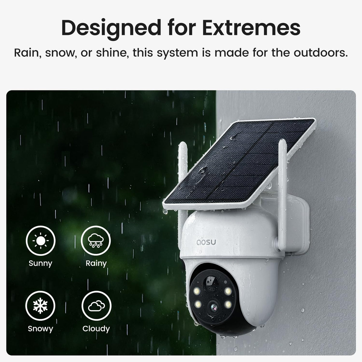 aosu D1 Classic 4-Cam Kit, Security Cameras Wireless Outdoor, Solar Powered