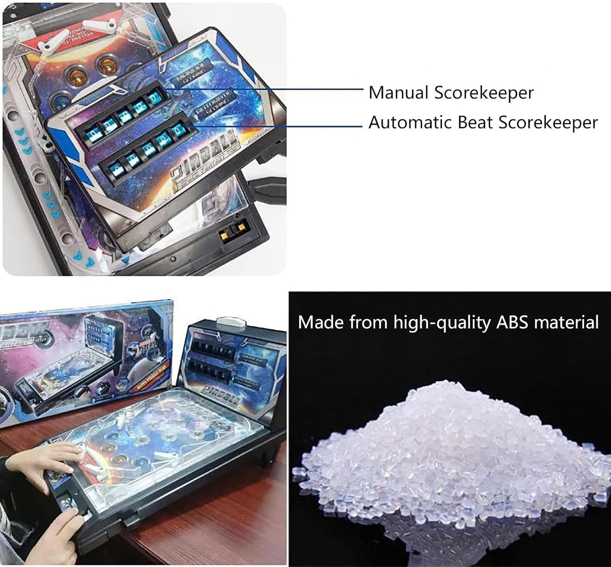 Mini LED Tabletop Pinball Machine Electronic Arcade Game with Vibrant Lights, Sound, Digital Scoreboard, Family-Friendly Retro Gift for Kids Ages 5+ Boys and Girls