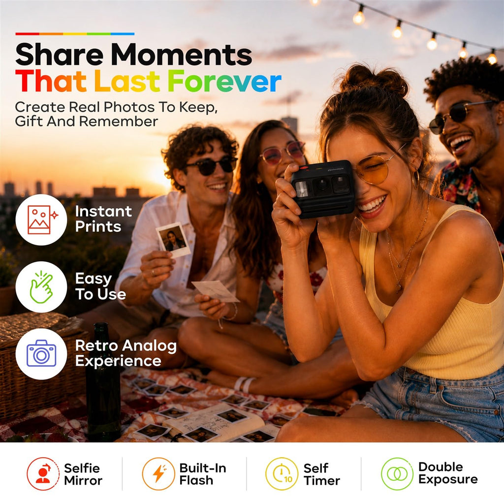 Polaroid Go Generation 3 Instant Film Camera Bundle with Go Color Film 16 Exposures, Protective Hard Case, Wrist Strap, & Accs. for Instant Photography (Purple)