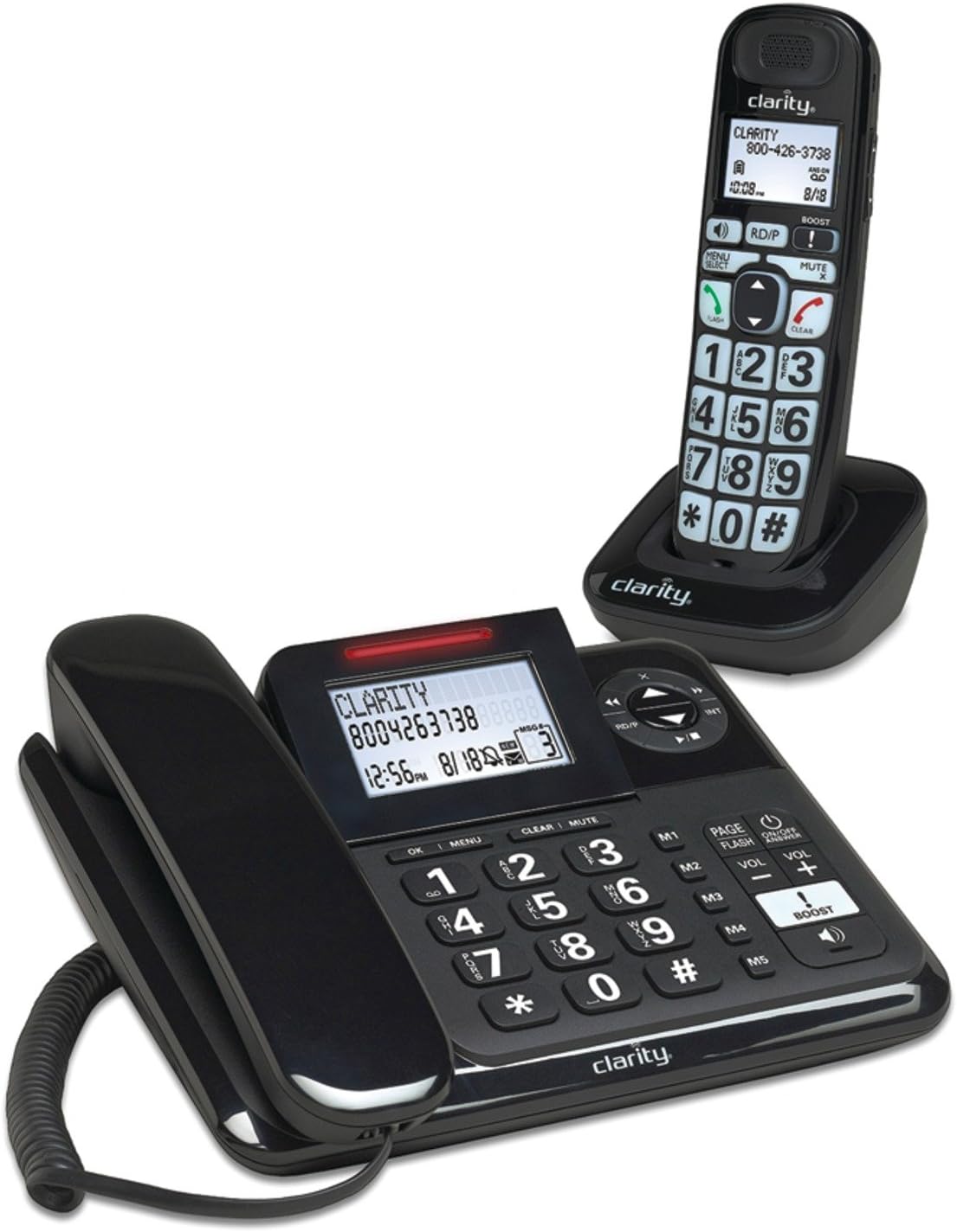 Clarity E814CC Amplified Corded/Cordless Combo with Answering Machine- Bundles, Dual-SIM and Dual keypad