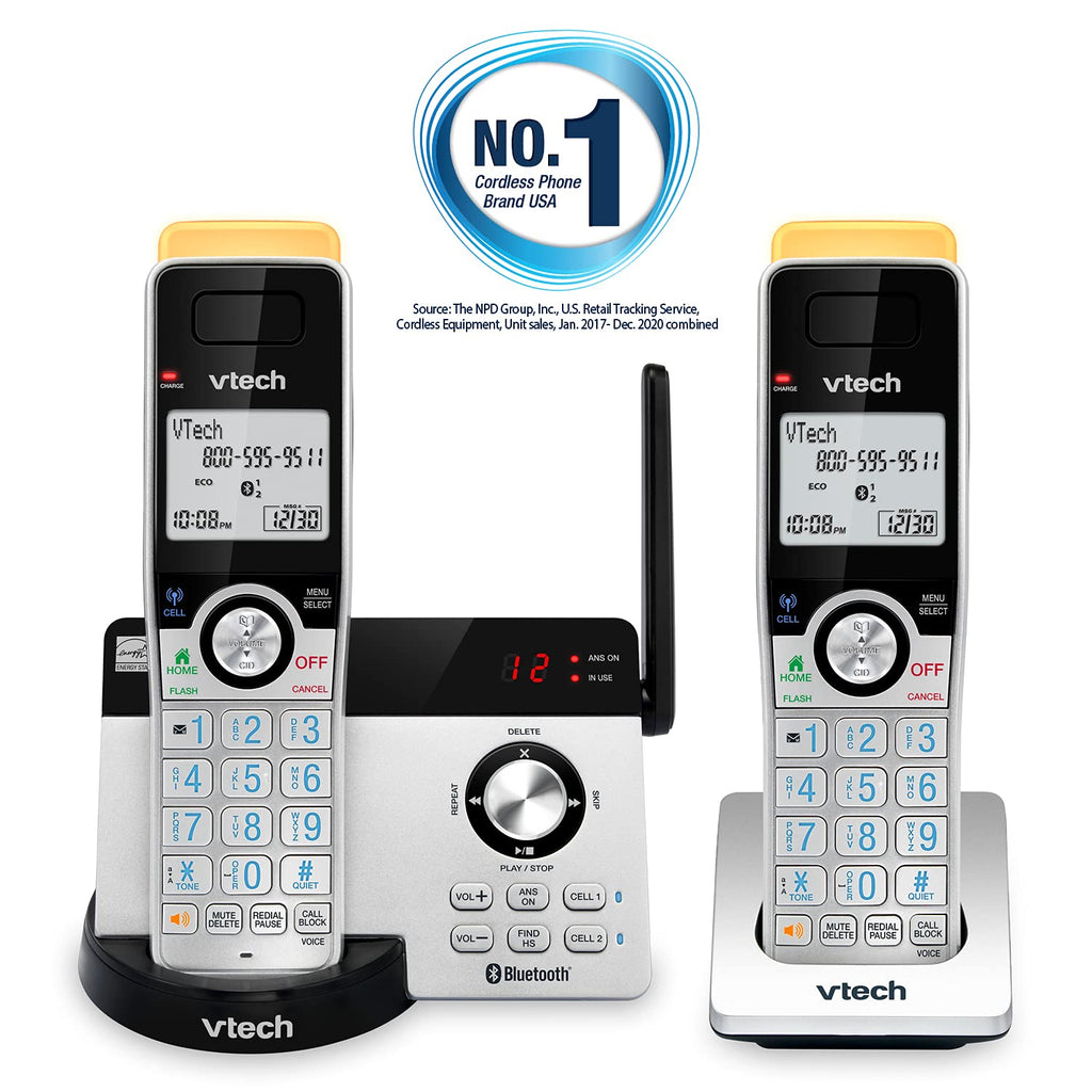 VTech IS8128-51 Super Long Range 5-Handset DECT 6.0 Cordless Phone for Home with Answering Machine, 2300 ft Range, Call Blocking, Bluetooth Connect to Cell, Intercom