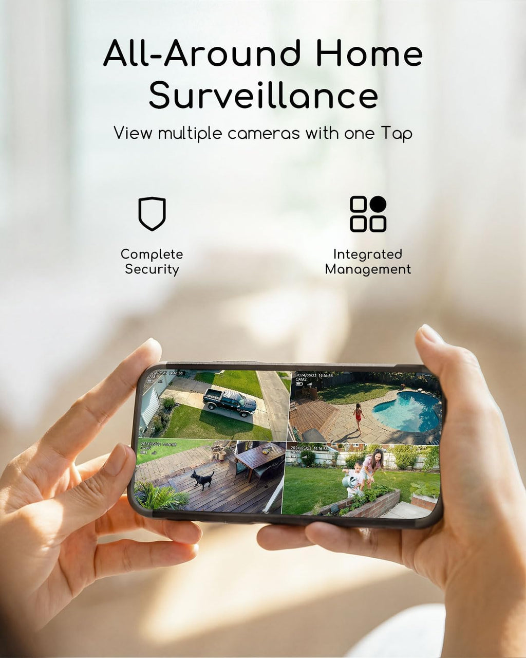 COOAU 4MP/2.5K Security Cameras Wireless Outdoor, 30% Faster Solar Charging