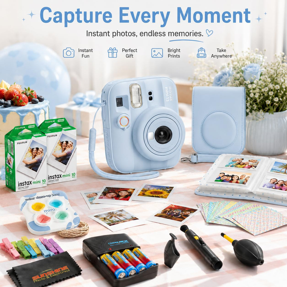 FUJIFILM instax Mini 13 Instant Film Camera Bundle (Candy Pink)