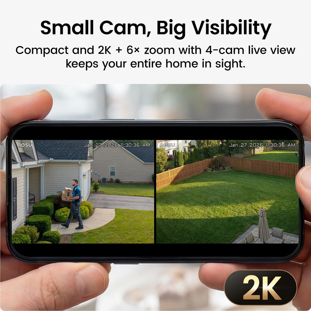 aosu 2K Battery Security Cameras Wireless Outdoor System, 4-Cam-Kit