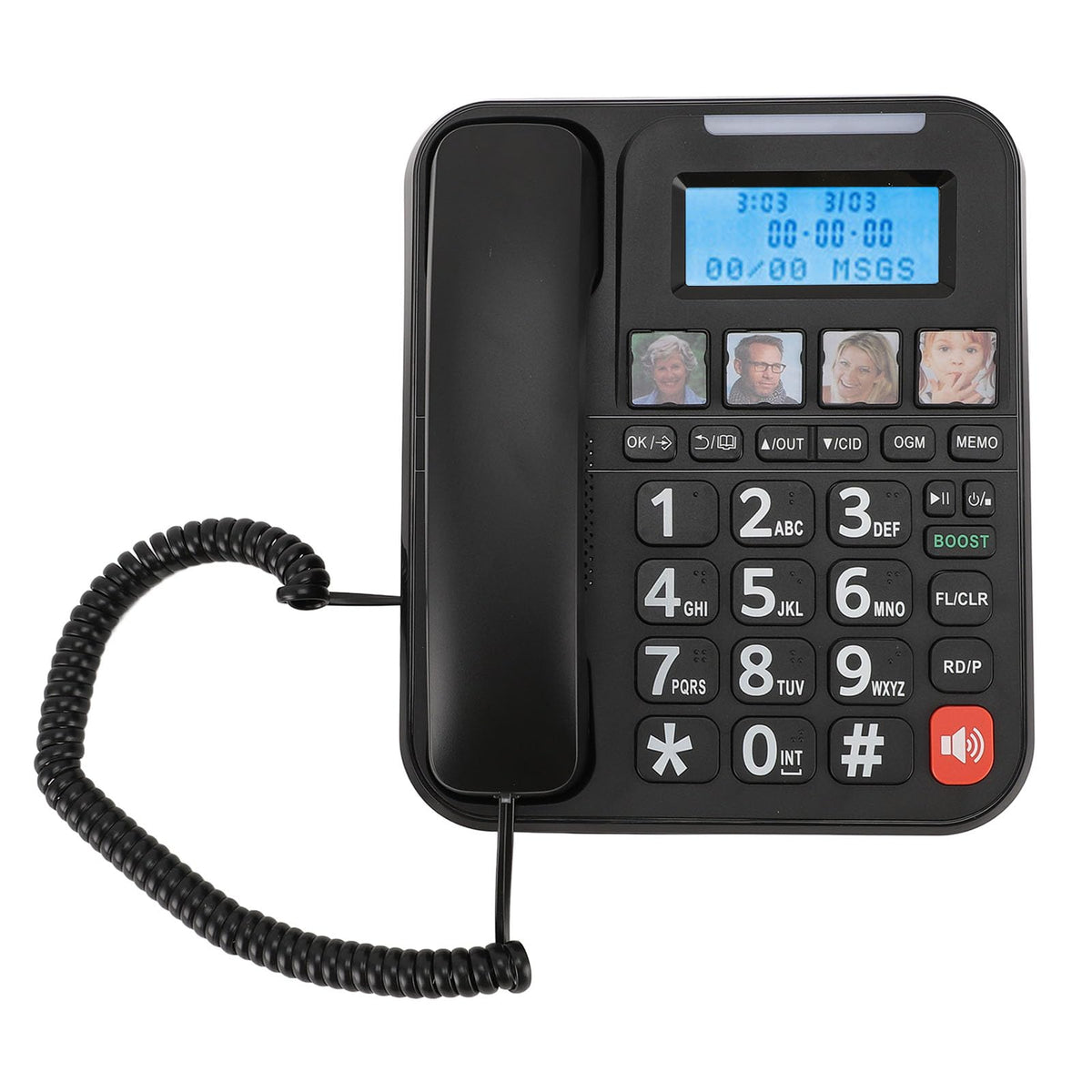 Corded Cordless Phone Combo, Expandable Corded Cordless Phone System with Answering Machine One Touch Call Blocking Big Buttons Phone with 2 Handsets (White)