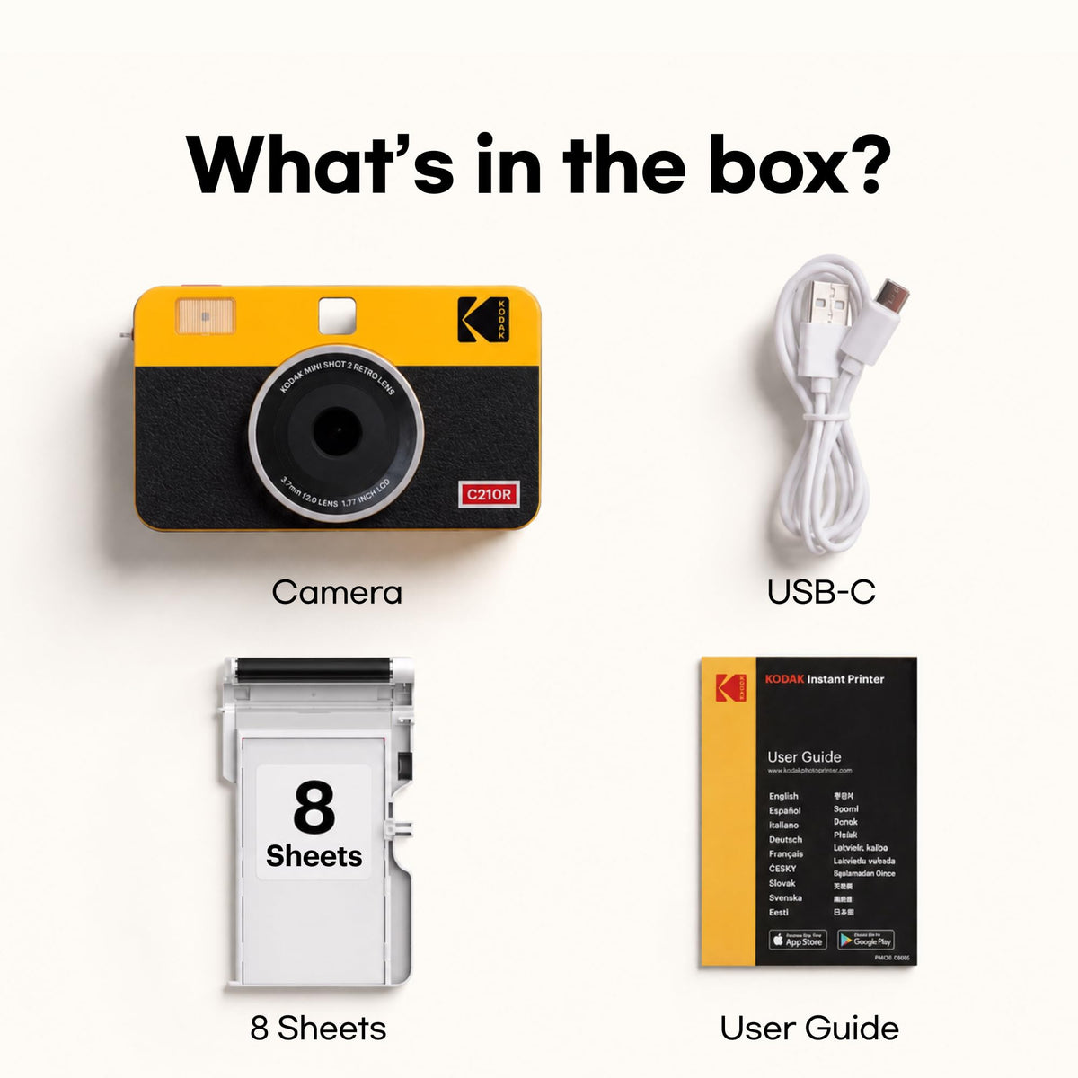 KODAK Mini Shot 2 Retro 2x3 Instant Camera, Photo Printer, 38 Sheet, White