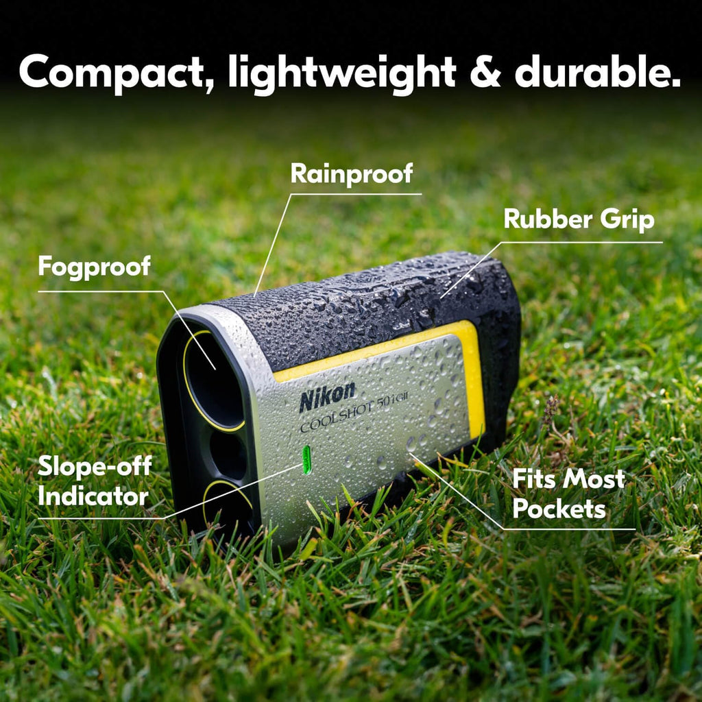 NIKON COOLSHOT 50i GII Golf Laser Rangefinder | Rainproof Portable 6X Monocular Optics with Dual Locked ON Quake Flagstick Detection, Continuous Scan & Magnetic Mount | Golf & Actual Distance Modes