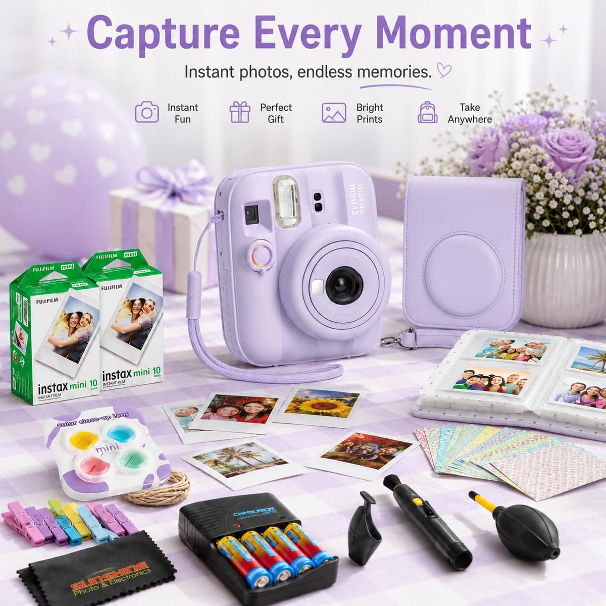 FUJIFILM instax Mini 13 Instant Film Camera Bundle (Candy Pink)