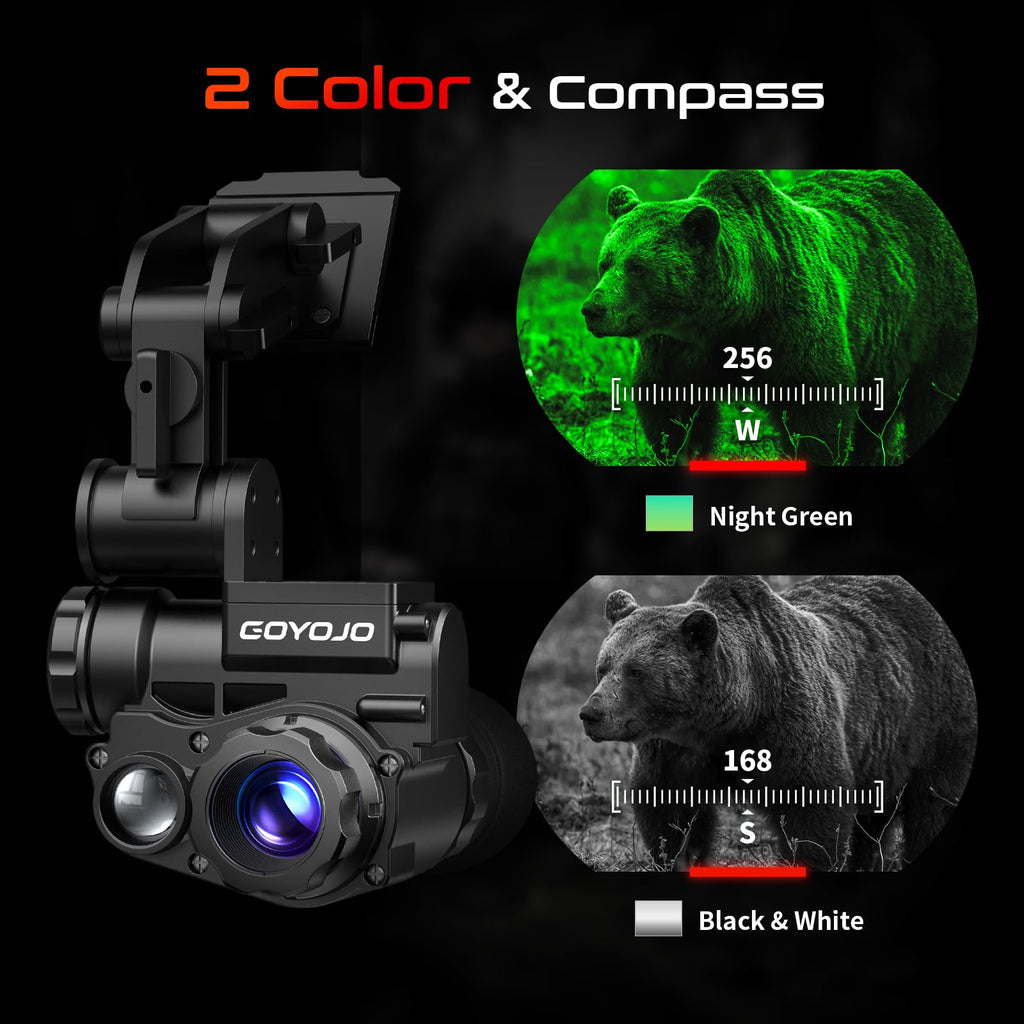 GOYOJO GNG2K Night Vision Monocular - 2K / 60Hz Refresh Digital Night Vision Goggles, Helmet Mountable, Stealth Infrared 940nm NVG with 0.0001 Lux Sensor, 4 Color Modes for Tactical/Hunting/Camping