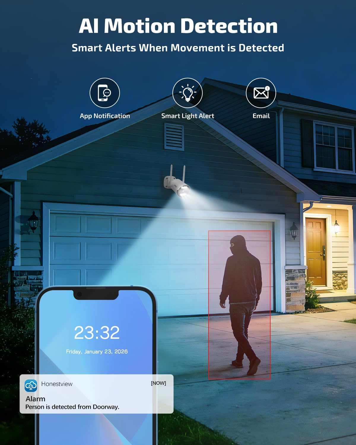 Wireless Security Camera System Outdoor, WiFi Video Surveillance Systems