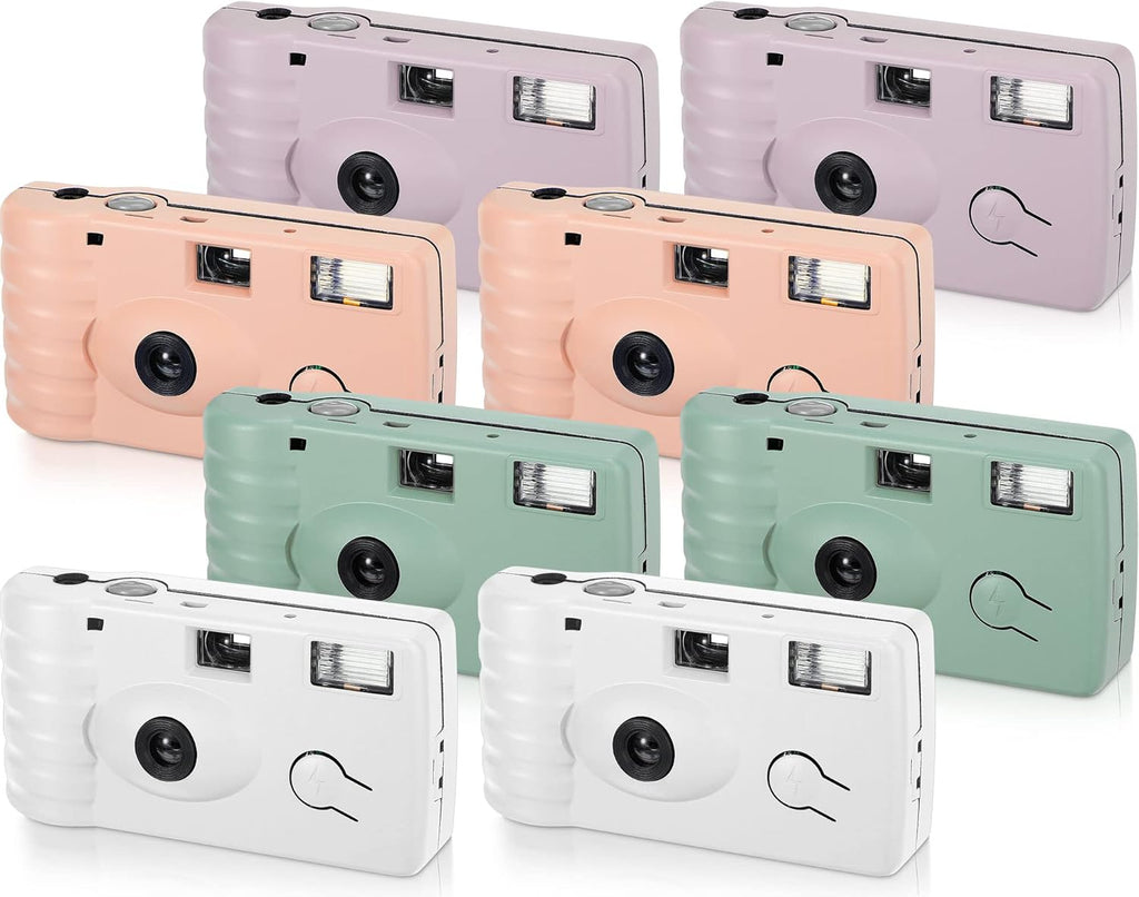 Leifide 8 Pcs Disposable Camera Bulk with Flash Color Film, Cute Color