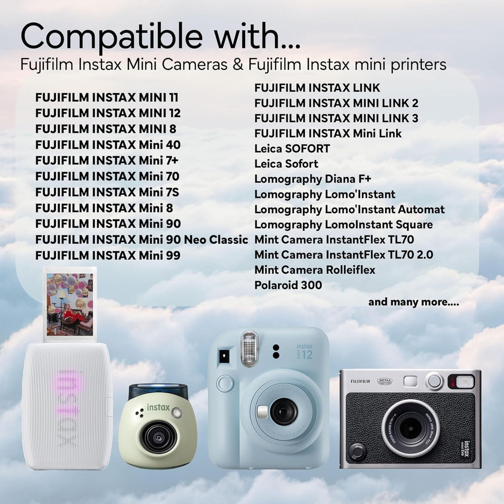 Fujifilm Instax Mini Instant Film for Mini Cameras, White, Credit Card Size with Free Bonus Cap Keeper - (3 x Twin Packs)