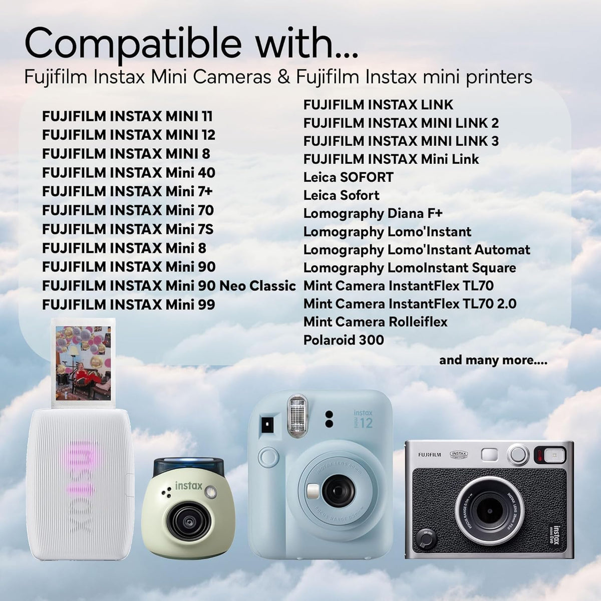 Fujifilm Instax Mini Instant Film for Mini Cameras, White, Credit Card Size with Free Bonus Cap Keeper - (3 x Twin Packs)