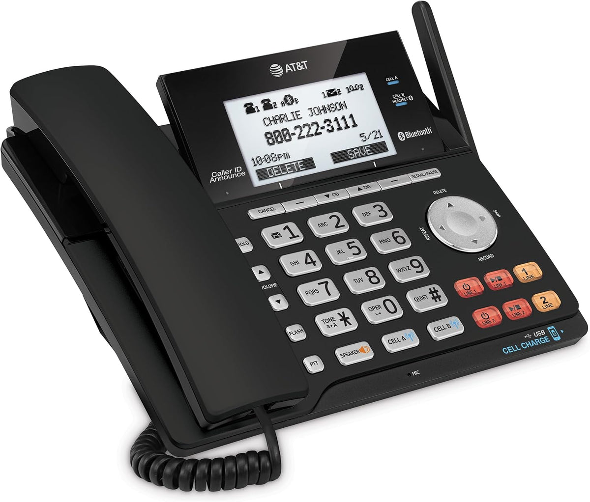AT&T TL86123 2-Line Corded/Cordless Phone with Answering System, DECT 6.0 Digital Technology, Caller ID/Call Waiting, Intercom, Call Transfer and Remote Access (3 User System)