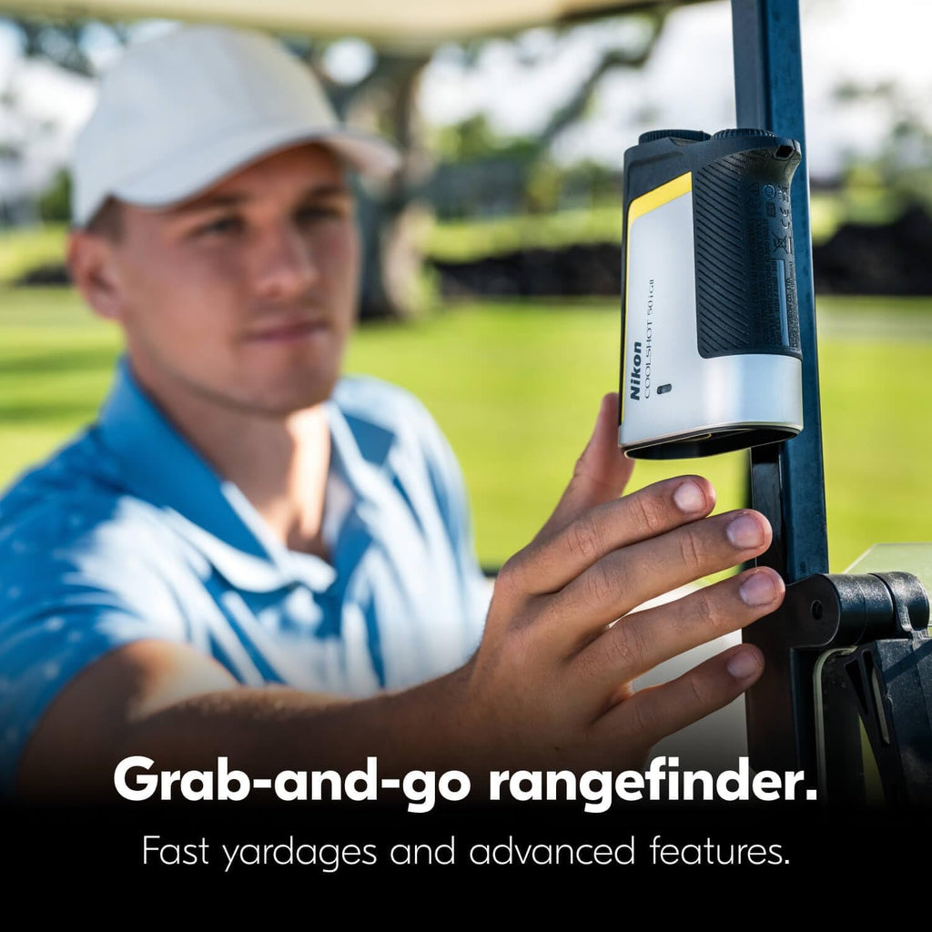 NIKON COOLSHOT 50i GII Golf Laser Rangefinder | Rainproof Portable 6X Monocular Optics with Dual Locked ON Quake Flagstick Detection, Continuous Scan & Magnetic Mount | Golf & Actual Distance Modes
