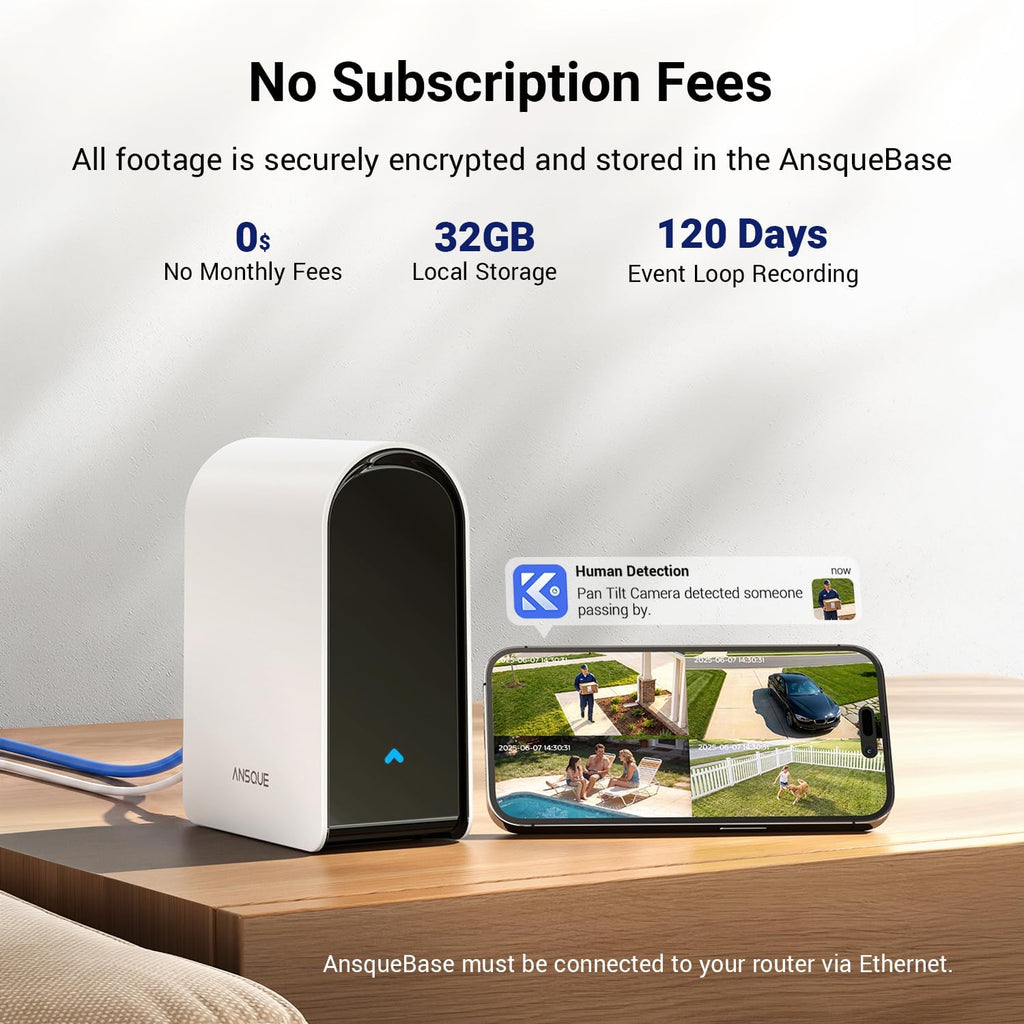 ANSQUE Home Security Cameras Wireless Outdoor, Solar Powered, 4-Cam System
