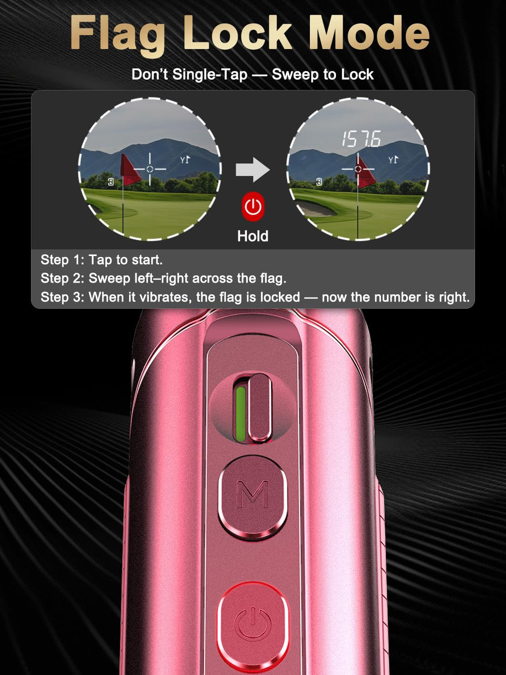 1300Y Golf Rangefinder with Slope, Flag Lock Vibration, 7X Magnification