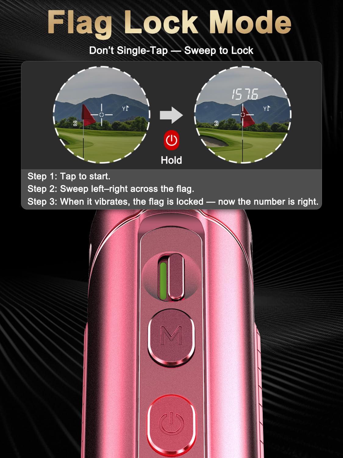 1300Y Golf Rangefinder with Slope, Flag Lock Vibration, 7X Magnification