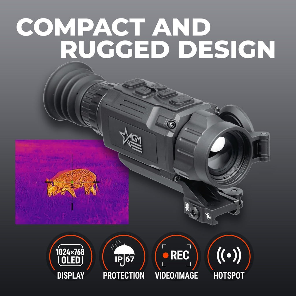 AGM Global Vision Rattler V2 Thermal Imaging Scope for Hunting, High Resolution with High Sensitivity Thermal Optics, Waterproof & Durable, Includes Thermal Targets & Cleaning Cloth