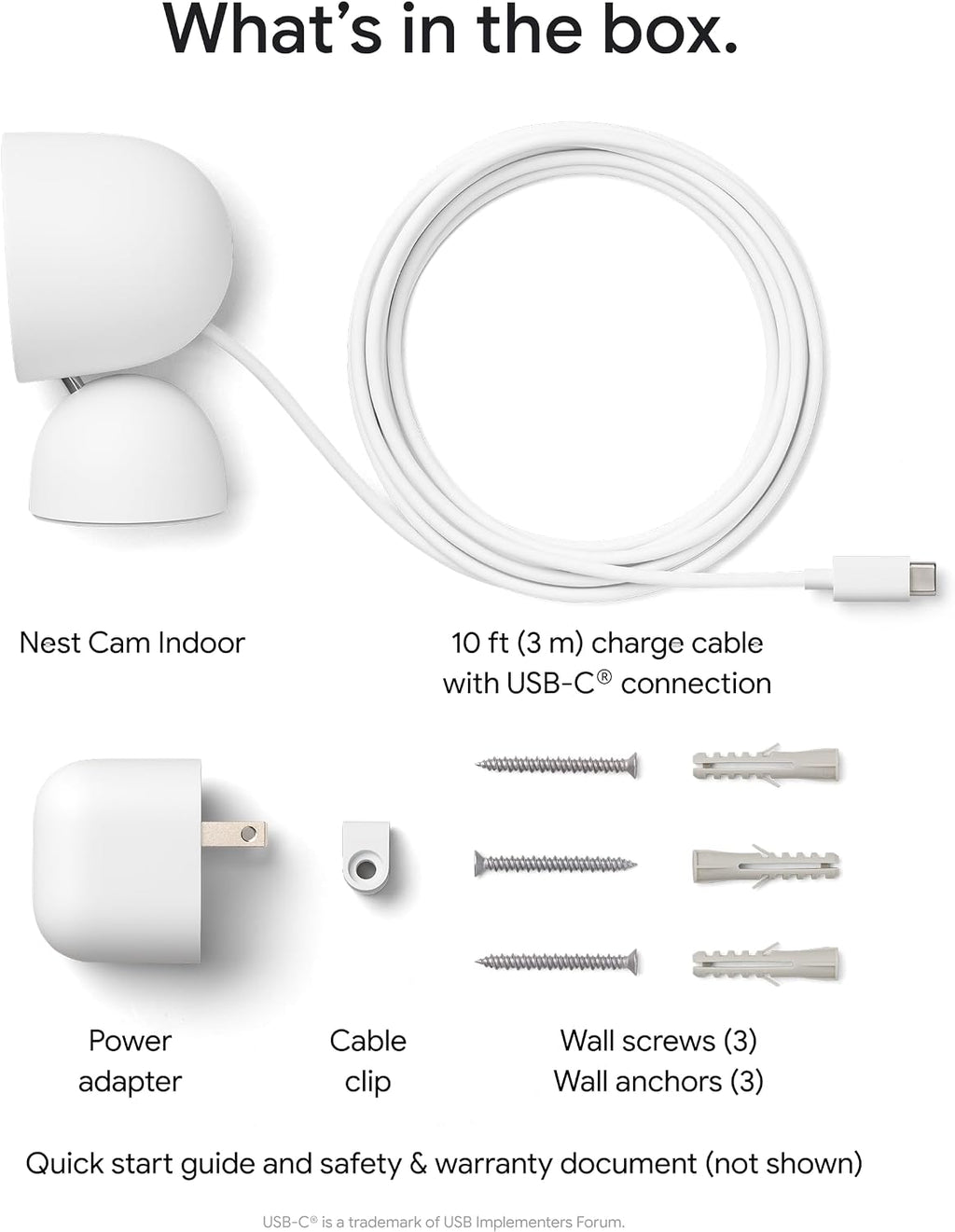 Google Nest Cam Indoor (Wired, 3rd Gen) - Security Camera - 2025 - Snow