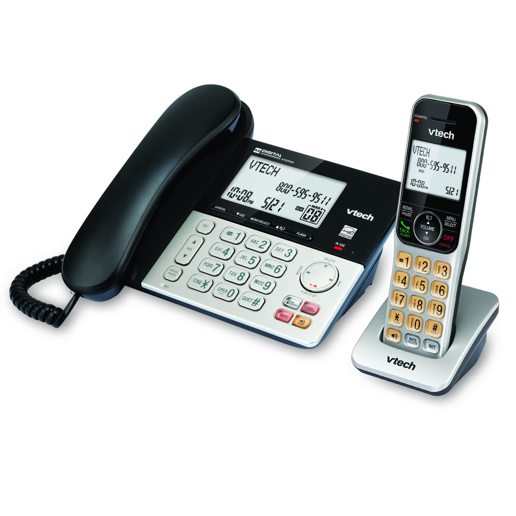 VTech VG208-2 DECT 6.0 Corded/Cordless Phone System with 2 Handsets, Digital Answering Machine, Call Blocking, Caller ID, Large Backlit Display
