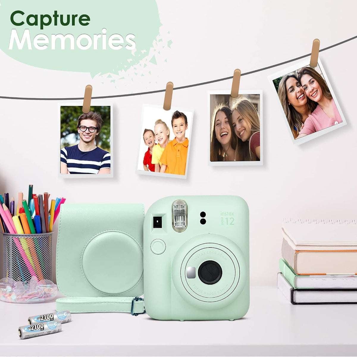 Fujifilm Instax Mini 12 Instant Camera Clay White & 60 Fuji Film Sheets