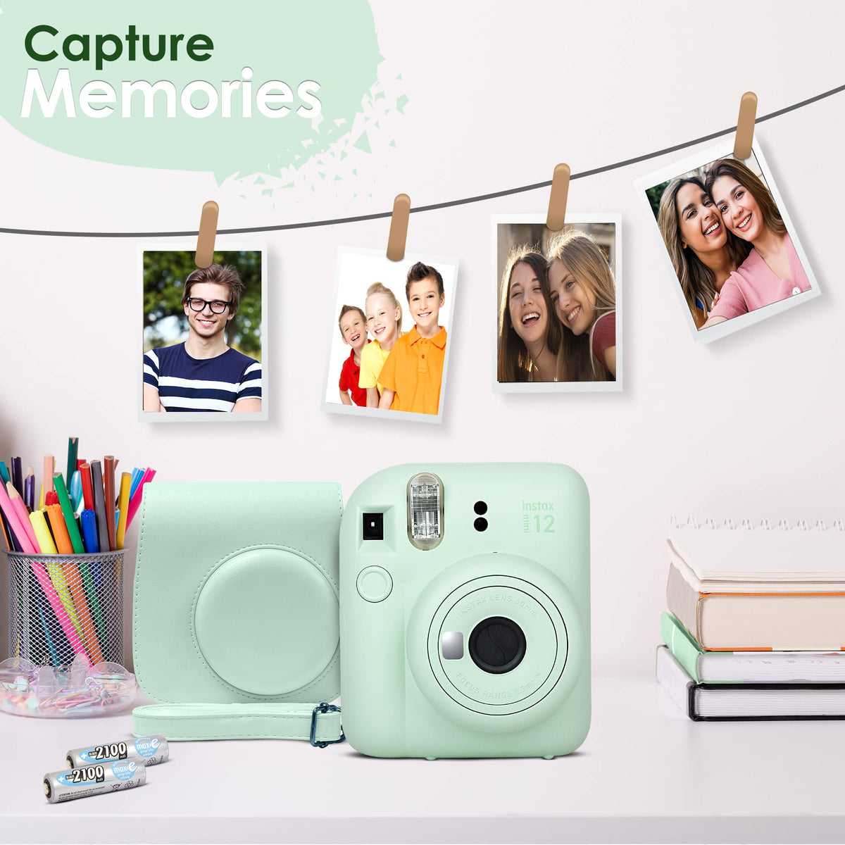 Fujifilm Instax Mini 12 Instant Camera Clay White & 60 Fuji Film Sheets