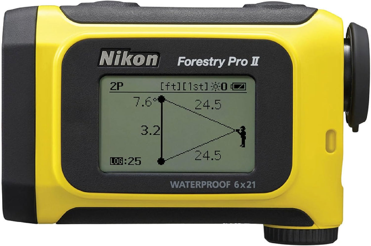 Nikon Forestry Pro II 6x21 Laser Rangefinder with 3-Point Hypsometer, 1750-Yard Range, Dual LCD Display, Inclinometer, Waterproof Construction for Forestry and Industrial Applications