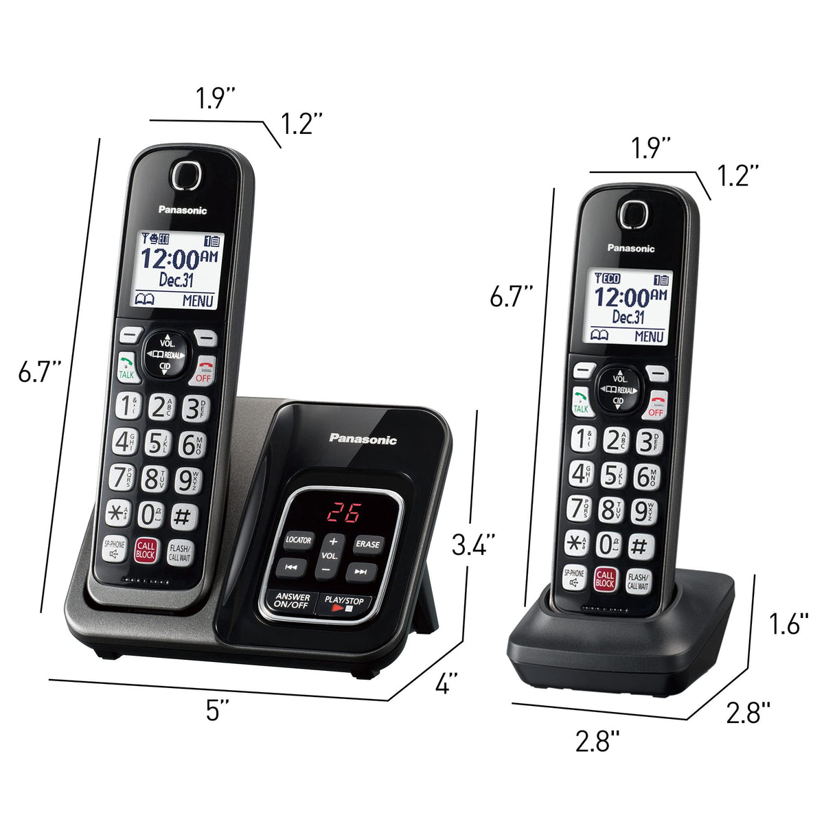 Panasonic Cordless Phone with Answering Machine, Link2Cell Bluetooth Home Phones, Voice Assistant and Advanced Call Blocking, Expandable System with 4 Handsets, Cordless Telephone, KX-TGD864W (White)