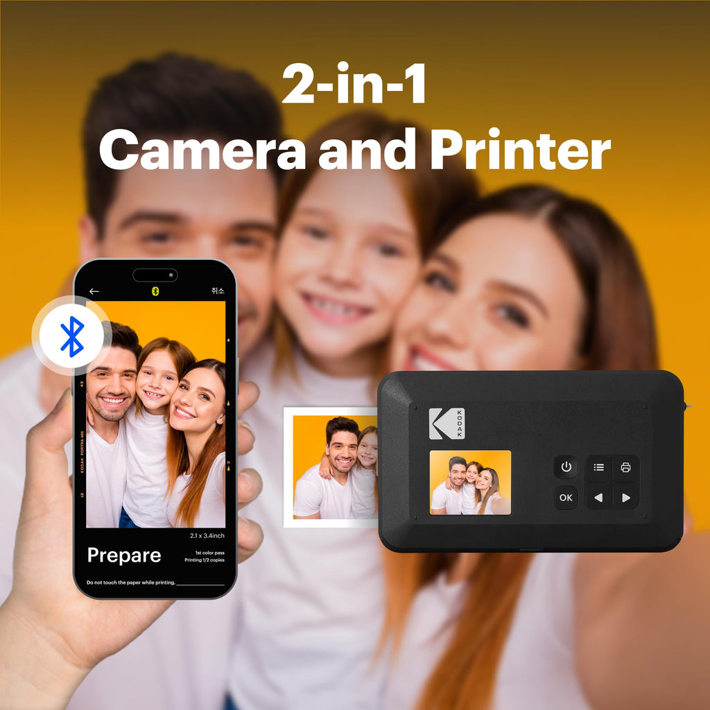 KODAK Mini Shot 2 Retro 2x3 Instant Camera, Photo Printer, 38 Sheet, White