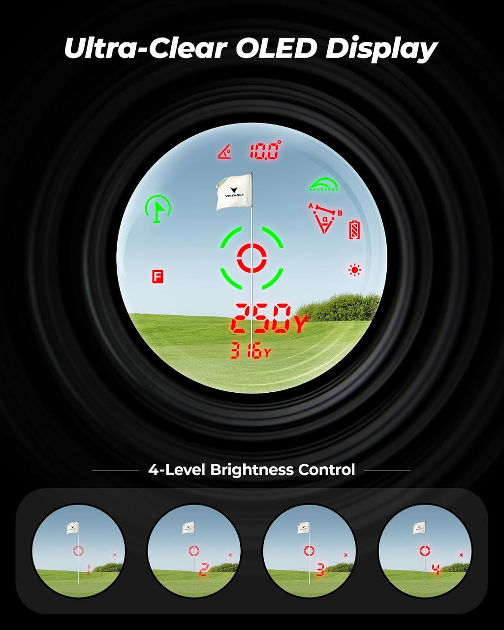 VTSTAGET Golvia Pro OLED Range Finder Golf with Slope, 1200 Yards
