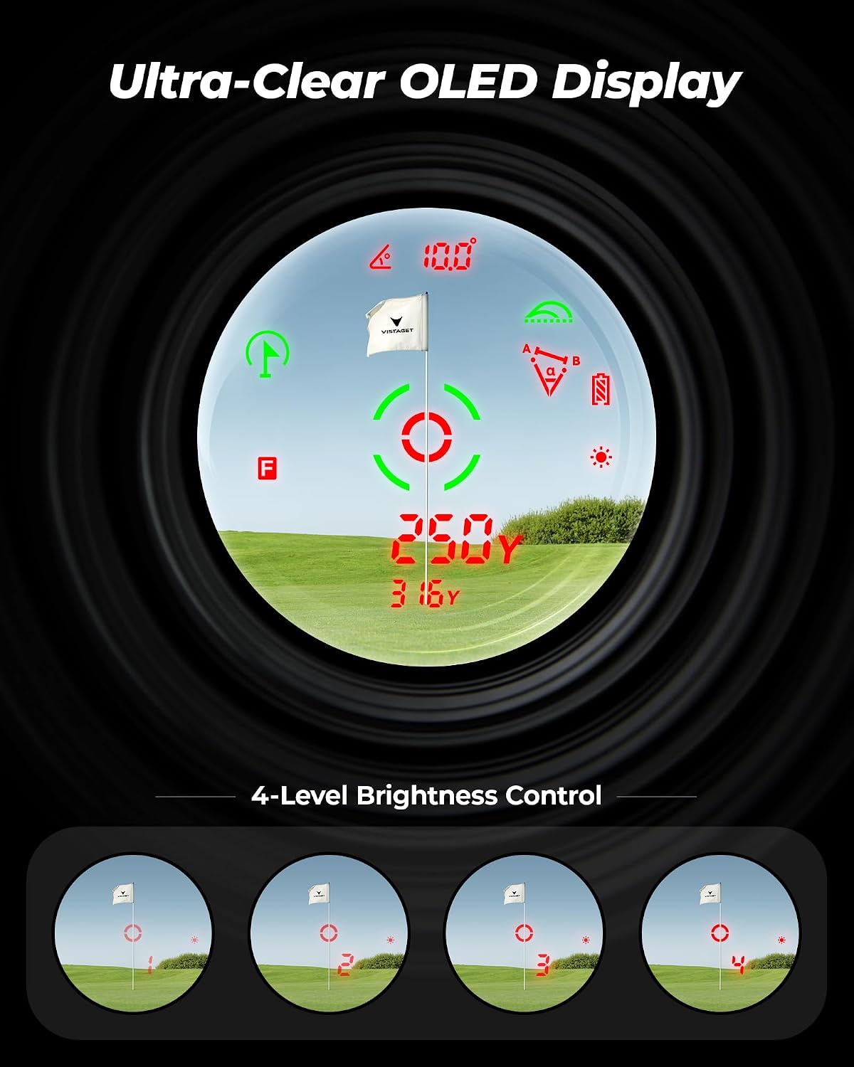 VTSTAGET Golvia Pro OLED Range Finder Golf with Slope, 1200 Yards