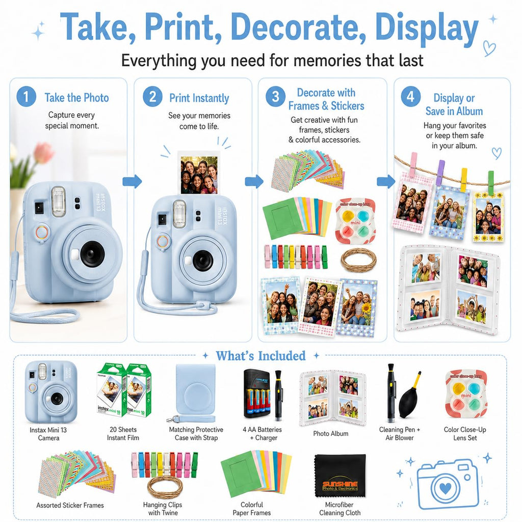 FUJIFILM instax Mini 13 Instant Film Camera Bundle (Candy Pink)