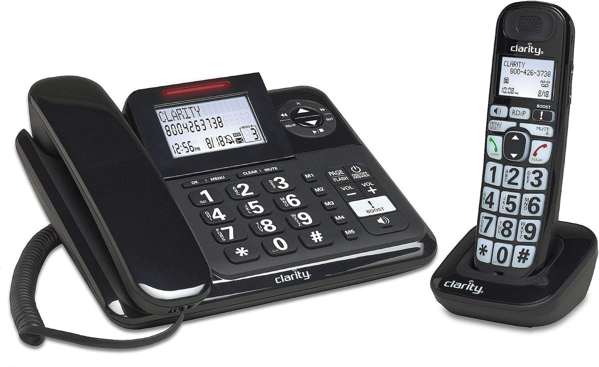 Clarity 53727 DECT 6.0 E814CC Amplified 40dB Cord/Cordless Combo Unit Phone, Black (53727.1)