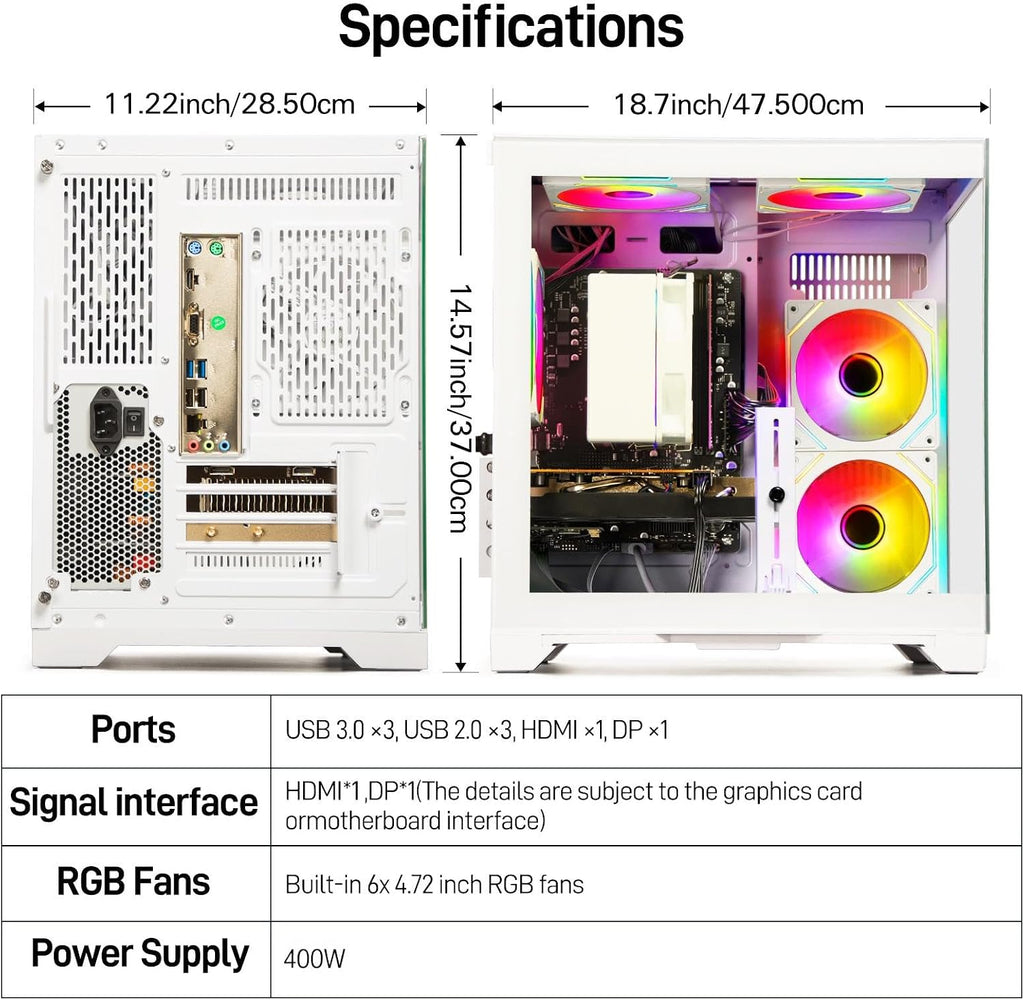 Gaming PC Desktop Computer - Ryzen 5 4500, Radeon RX 6500XT 4GB